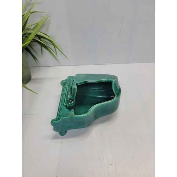 Vintage Baby Grand Piano Planter, Green Pottery - Picture 2 of 5
